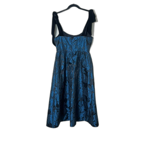 Lulu's Black Aqua Formal Tie Shoulder Jacquard Midi Large Whimsigoth EUC - Picture 2 of 9